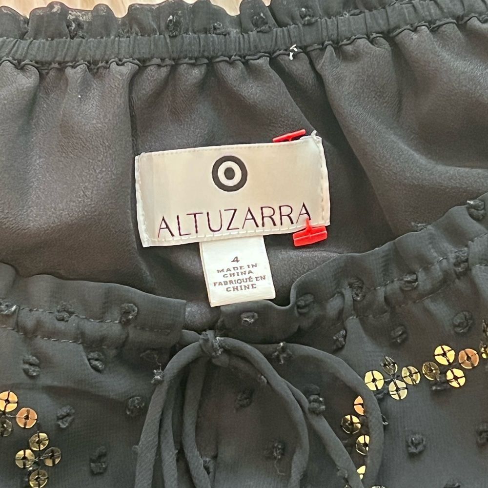 Altuzarra Target Women’s Black Swiss Dot & Gold Sequins Long Sleeve Dress Size 4 - Picture 10 of 11